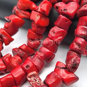 Collar grande pepita de coral rojo cuentas sueltas 16-35 mm 15" para hacer joyas boho - Imagen 1 de 7