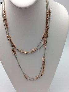 $52 Kenneth Cole Geometric Two Tone Long Beaded Necklace #704B - Picture 1 of 8
