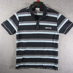 Lambretta Mens Stripe Polo Blue White Black Logo T-Shirt Cotton Large Golf* - Picture 1 of 18