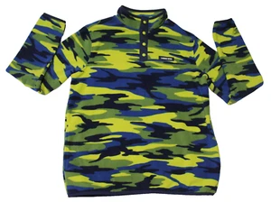 LANDS' END Kid XL (14-16) Colorful Camo Snap Button Pullover Fleece Jacket Top - Picture 1 of 12