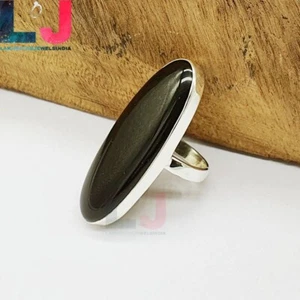 Solid 925 Sterling Silver Ring Long Oval Shape Black Onyx Handmade Ring All Size - Picture 1 of 1