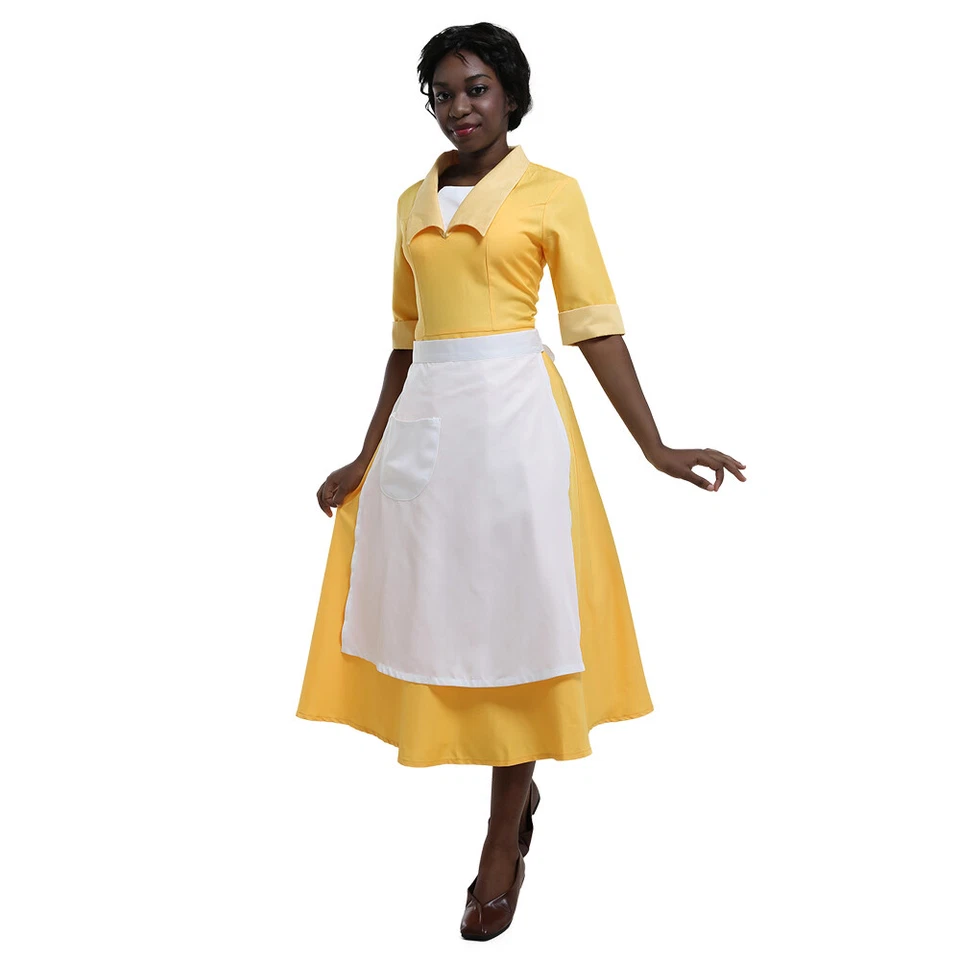 Mujeres Princesa Tiana Amarillo Camarera Vestido Juegos con disfraces Disfraz Conjunto con Enagua Foto 1 de 4
