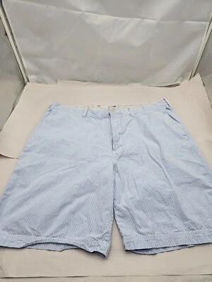 Pantalones Cortos Seersucker Izod Para Hombre Talla 42 Algodón Azul Blanco Rayas Exterior Golf Foto 1 de 4