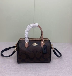 COACH Rowan Satchel Bag Blocked Signature Canvas CY679 Walnut/Tan Outlet NEU - Bild 1 von 11