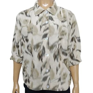Chicos Silk Camo Button Down Shirt Blazer - Picture 1 of 16