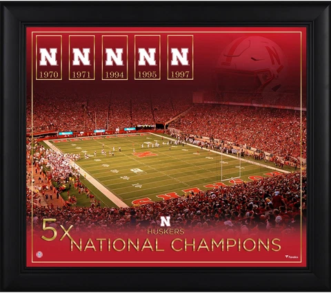 Nebraska Cornhuskers Framed 15x17 Football Champship Count Collage Cover
