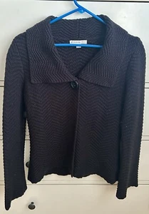 Women’s Black Fitted Cardigan Sweater MJ Collection Petite/ S - EUC ! - Picture 1 of 8