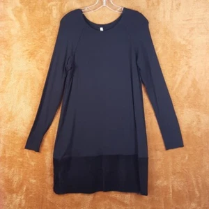 BAILEY 44 Dress Womens Large Black Pullover Shift Suede Contrast Hem Stretch - Picture 1 of 7