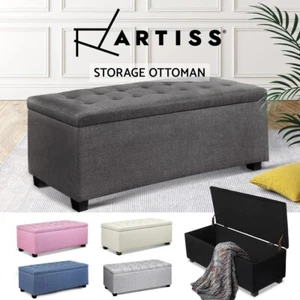 Artiss Storage Ottoman Blanket Box PU Leather Fabric Chest Toy Foot Stool LARGE - Picture 1 of 72