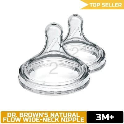 Dr. Brown's Wide-Neck Silicone Nipple - Medium Flow, Pack of 2 - Image 1 of 4