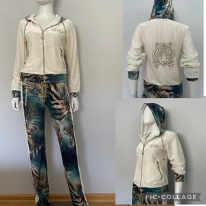 NWT WOMEN VELOUR TRACKSUIT 2P SET JACKET/PANTS HOOD LOUNGEWEAR ANIMAL PRINT $300 - Picture 1 of 12