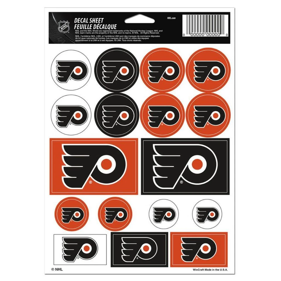 Hoja de pegatinas de vinilo Philadelphia Flyers 5" x 7" [NUEVO] NHL calcomanía emblema coche Foto 1 de 1
