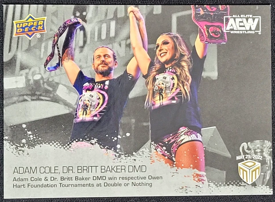 2022 UPPER DECK AEW MATCH DATED MOMENTS ADAM COLE / DR. BRITT BAKER  SILVER - Image 1 of 2