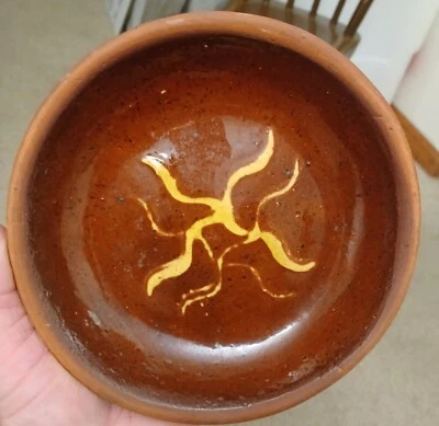 Antique Primitive Unsigned Willoughby Smith Redware Plate or Bowl Tic Tac Toe - Image 1 of 4