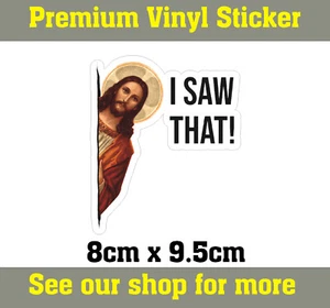 Meme Sticker "I Saw That" Jesus Christ Peeking - Religious funny Meme Sticker - Picture 1 of 2