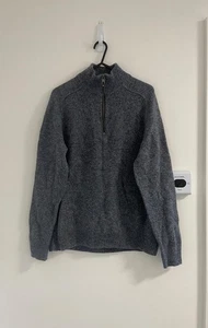Marks & Spencer Jumper Mens Size M Blue Wool 1/4 Zip Long Sleeve Knit - Picture 1 of 10