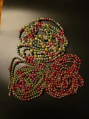 Vintage Mercury Glass Beads Garland Approx. 24' In All Multi Colors Green Pink - Image 1 of 4