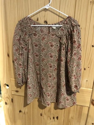 Max Studio Damen mehrfarbig Blumenmuster 3/4 Ärmel Pullover Bluse Top Größe Medium - Bild 1 von 3