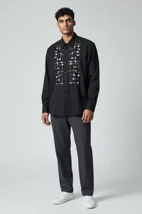 Vintage 90s AUSTIN KANE for INTERNATIONAL MALE shirt Size Circuit Embroidered - Picture 1 of 11