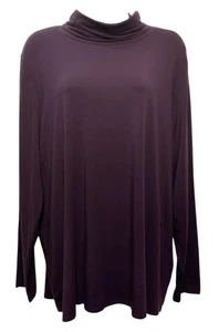 Camisa Eileen Fisher para mujer 3X cuello alto manga larga ciruela púrpura Tencel Lyocell - Imagen 1 de 10