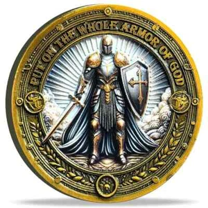 Armor Of God Challenge Coin With Ephesians 6:11 Inscription And Protective Case - Picture 1 of 9
