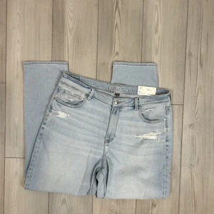 Neu mit Etikett American Eagle Größe 20 L 20 lange Mom Jeans hohe Taille abgenutzt - Bild 1 von 11