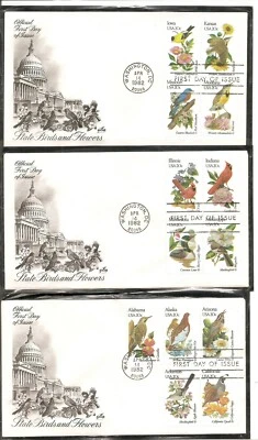 US SC # 1953-2002 State Birds And Flowers FDC. Set on 12 Covers. Artcraft Cachet - Image 1 of 4