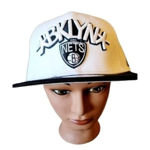 Brooklyn Nets White and Black Flat Bill Snapback Adjustable Baseball Cap NBA NWT - Picture 1 of 5