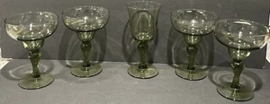 Vintage Set 5 Green Drinking Glasses - Picture 1 of 7