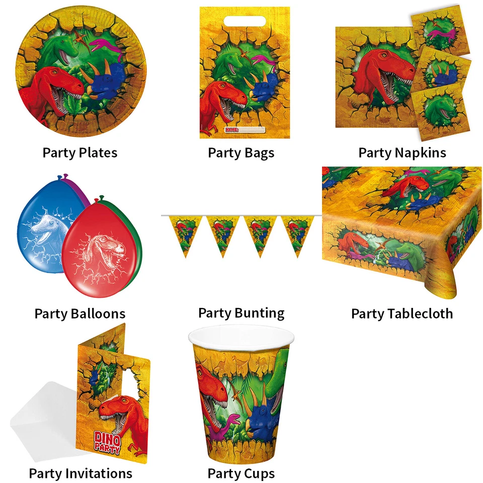 DINOSAUR PREHISTORIC JURASSIC THEME PARTYWARE - PARTYWARE COMPLETE SELECTION - Image 1 of 1