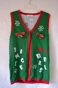 Chaleco suéter de Navidad feo para mujer ""Jingle My Bells"" Nuevo con etiquetas - Imagen 1 de 7