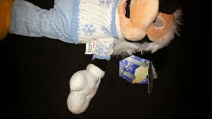 15" Disney Store Snowflake White Knitt Sweater Mickey Mouse Plush Sewn Eyes NEW - Picture 1 of 6
