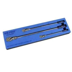 US PRO Tools 3pc Extra Long Flexible Ratchet Set 1/4", 3/8" & 1/2" Drive 4207 - Picture 1 of 5