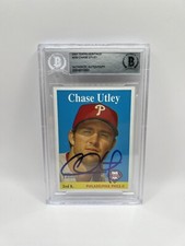 Chase Utley Signed 2007 Topps Heritage #230 Card Beckett Auto