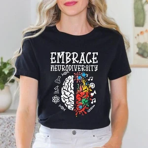 Embrace Neurodiversity Autism Awareness ASD Men Women Kids Unisex T-Shirt - Picture 1 of 20