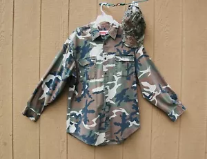 Winchester Camo Duck Hunting Shirt Man Large Cotton/ Polyester Long Sleeve & Hat - Picture 1 of 12