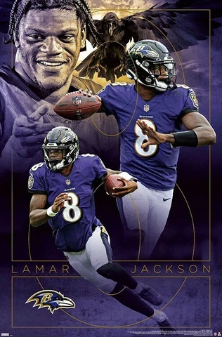 Lamar Jackson DYNAMO Baltimore Ravens NFL Football QB Action 22x34 Wall POSTER Cover