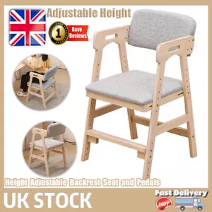 Wooden High Chair,Adjustable Highchair for Toddlers to Teens,Kids Dining Chair - Picture 1 of 9