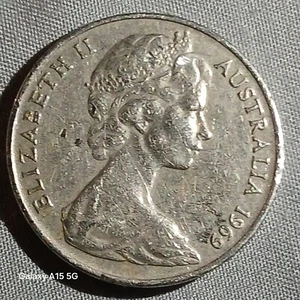 1969 AUSTRALIA 20 CENTS PLATYPUS COIN QUEEN ELIZABETH II QEII QE2 COLLECTABLE - Picture 1 of 4