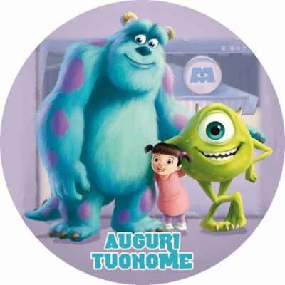 MODECOR Cialda MONSTERS DISNEY con NOME Decorazione Torta Ostia o Zucchero