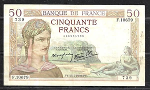 FRANCE $50 FRANCE P.85 (F/VF) FROM 1939 - Picture 1 of 2