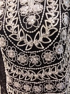 Abito da sera cocktail Jasjas New York 100% seta nero sequenza taglia L XL LEGGI - Foto 1 di 12