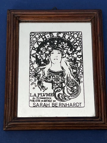 Vintage Small Size Art Nouveau SARAH BERNHARDT Framed MIRROR Cover