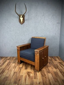 Art Deco Library Armchair with Bookcase and Drinks Cabinet Heal’s Manner - Picture 1 of 14