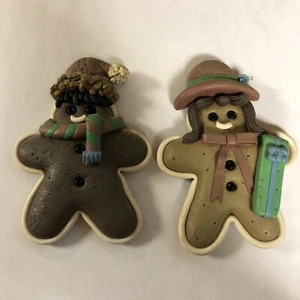Gingerbread Man and Woman Magnets Xmas Winter Dressed Fridge Magnet Decor - Picture 1 of 4