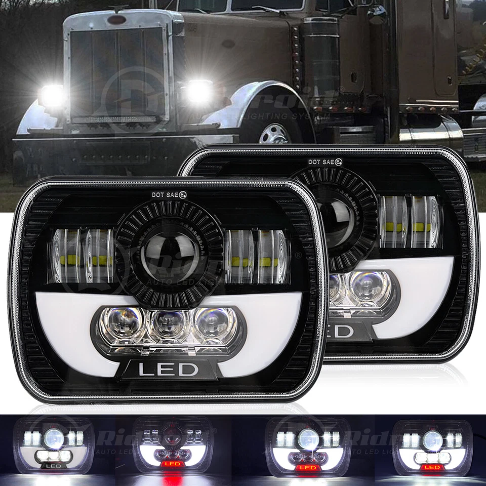 Par de faros LED DRL de 7x6" 5x7" haz sellado alto/bajo para Peterbilt 357 378 379 385 Foto 1 de 4