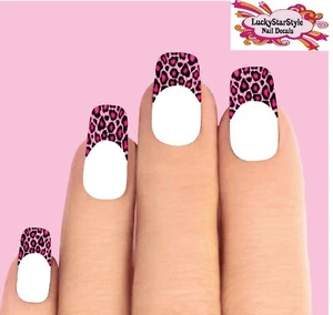 Juego de 10 calcomanías de uñas con puntas de tobogán acuático - estampado de leopardo rosa - Imagen 1 de 1