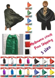 Adult Kids Plain Colour Cape Sports Day Superhero Fancy Dress Party Cape 3 Size - Picture 1 of 13