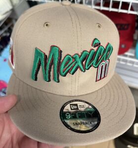 New Era Mexico Baseball Hat 9Fifty Snapback Beige Khaki Brown Mexico Flag