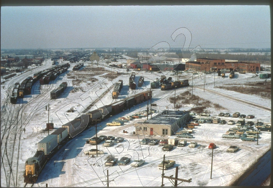 DUPE DUPLICATE SLIDE EL ERIE LACKAWANNA YARD SCENE MARION OH OHIO - Image 1 of 1